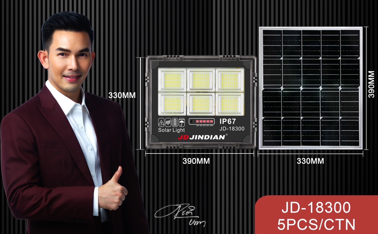 Đèn năng lượng mặt trời 300W JD-18300 - Chính Hãng JD JINDIAN
