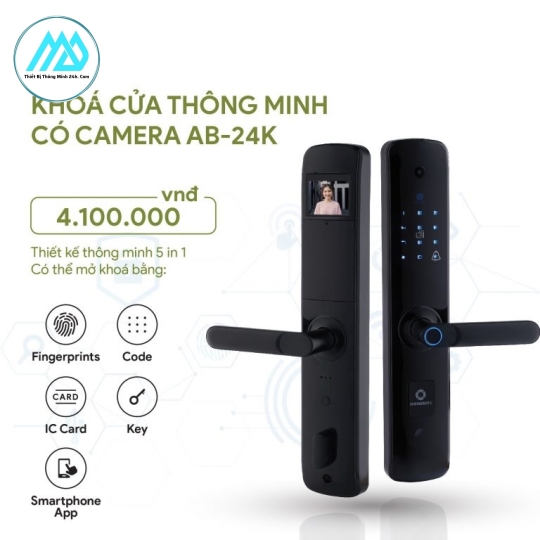 Thiết Bị Khóa cửa thông minh tích hợp camera AB 24K cao cấp