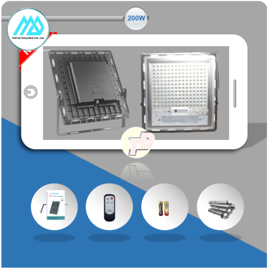 ĐÈN PHA CHỐNG CHÓI NĂNG LƯỢNG MẶT TRỜI 200W – JINDIAN JD7200